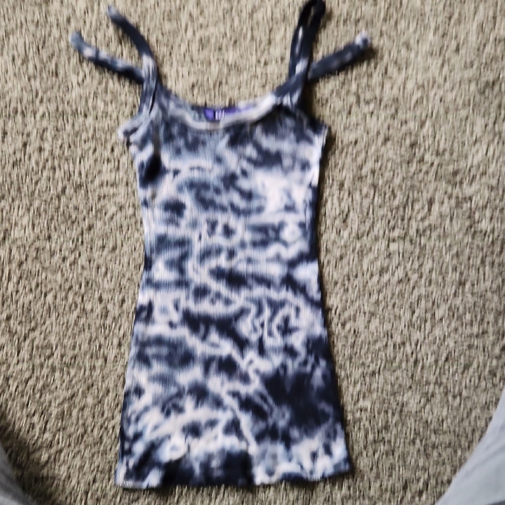 Miley Cyrus & Max Azria Black and White Fitted Tie Front Camisole